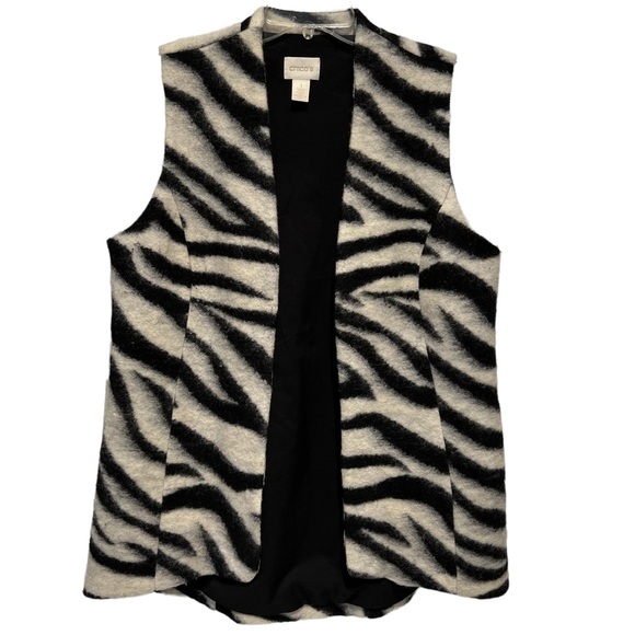 CHICO’S Zebra Print Wool Blend Vest Medium - Picture 4 of 14